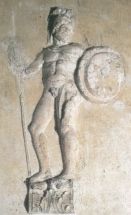 Stucco Relief of Warrior with Spear and Shield