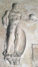 Stucco Relief of Warrior with Spear and Helmet