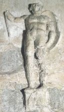 Stucco Relief of Warrior with Shield on Arm
