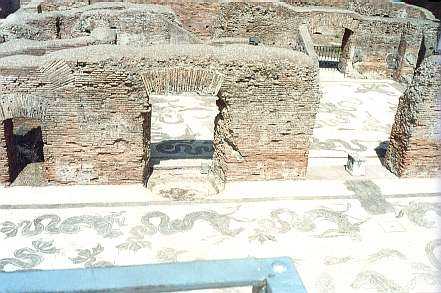 Ostia Antiqua, Baths of Neptune from Viewing Platfrom.